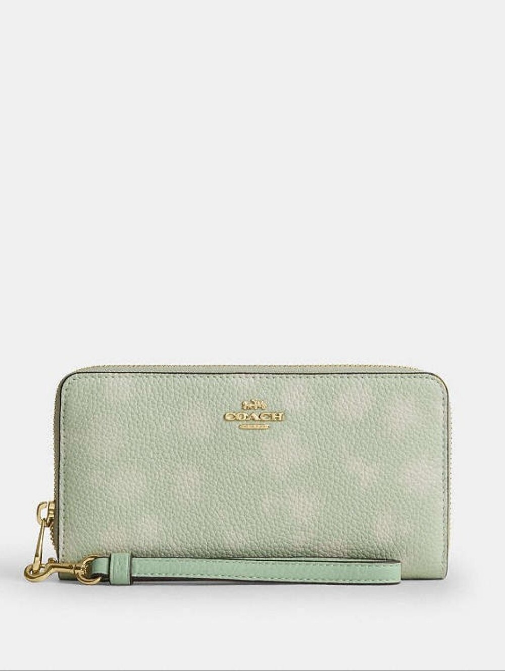 Coach Long Zip Around Pebbled Leather  Wristlet Wallet.